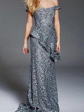 Jovani Lace Off the Shoulder Evening Dress